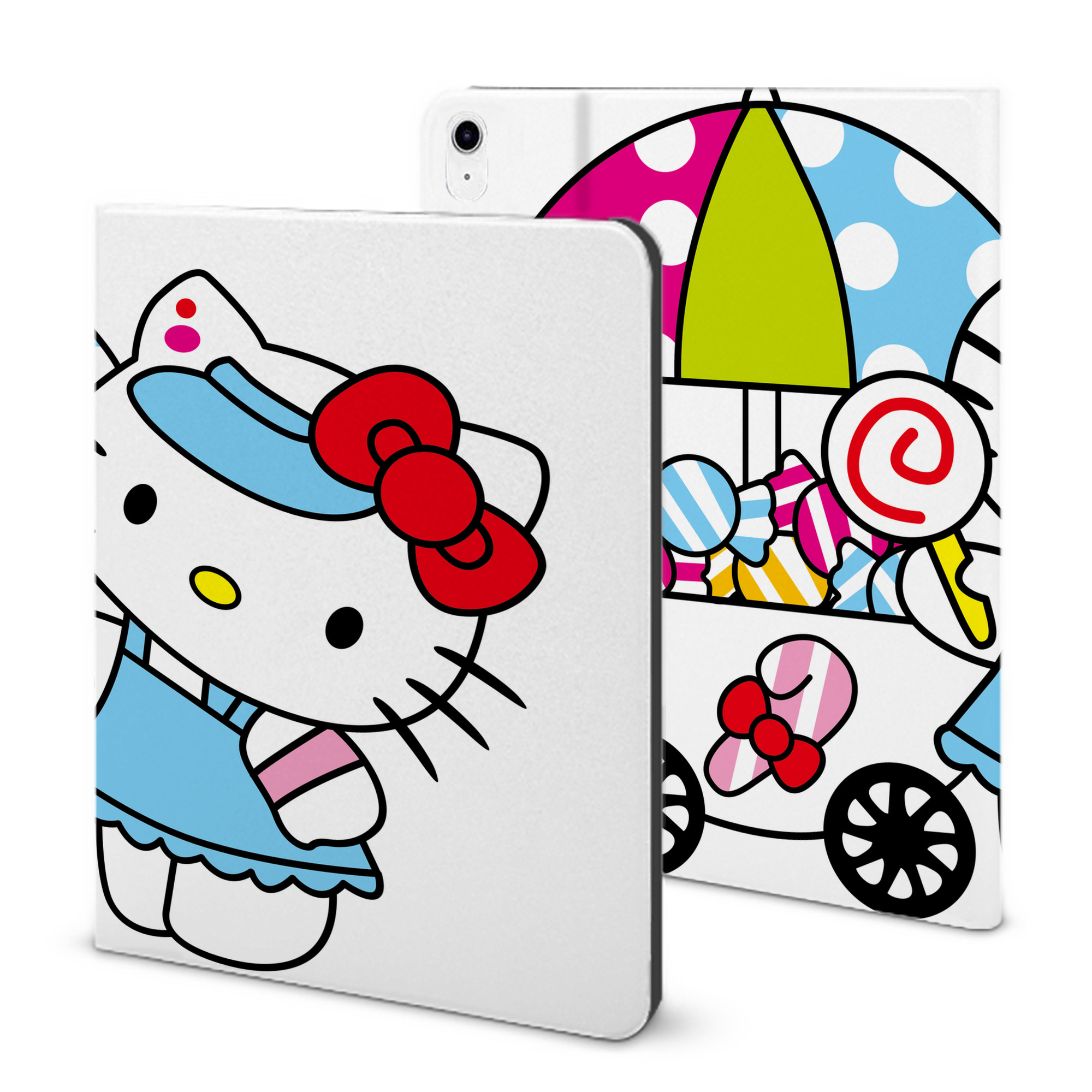 （画像用） Hello Kitty ハローキティ IPad ケース ブック型 PUレザー TPU 耐衝撃 軽量 薄型 ペン収納なし 全面保護 IPad 各モデル対応